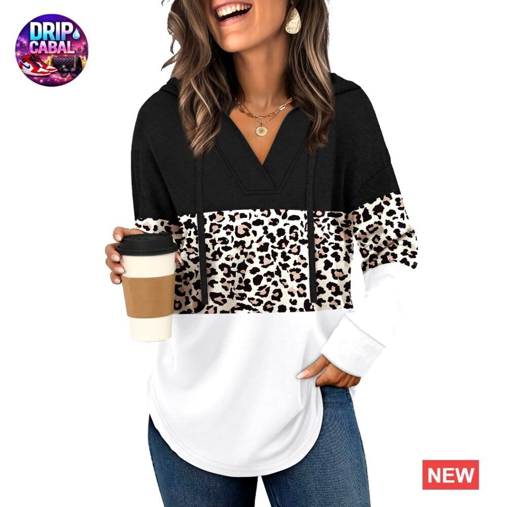 Oversized V-Neck Hoodie Trendy Fall Fashion Plus Size Sweatshirt Tops
